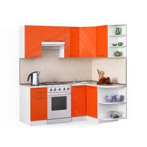 Кухонный гарнитур Хай-тек 2000х1300 Оранжевый глянец