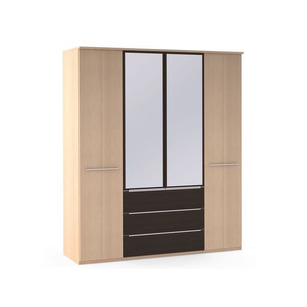 Шкаф платяной 4-х дверный с ящиками и зеркалами Uno
