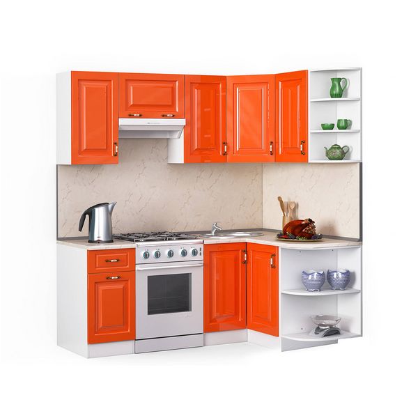 Кухонный гарнитур Декор 2000х1300 Оранжевый глянец