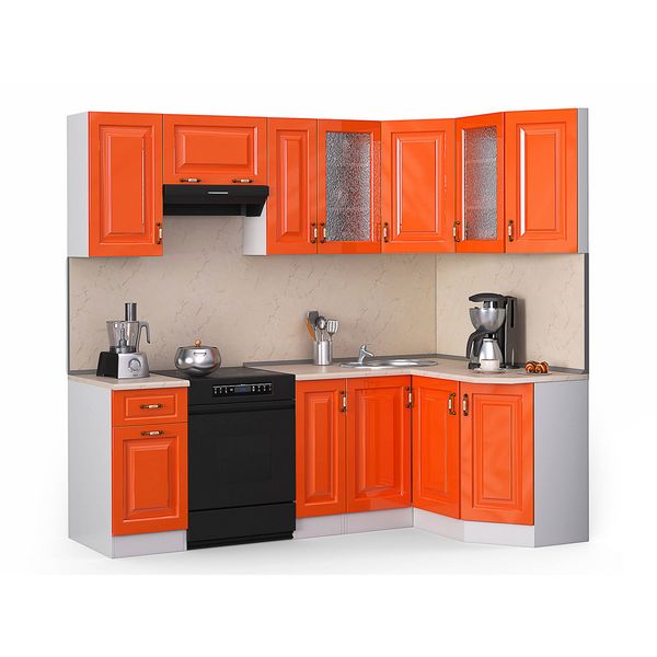 Кухонный гарнитур Декор 2300 Оранжевый глянец